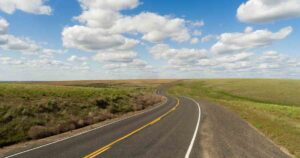 Long, winding road while long-distance moving.