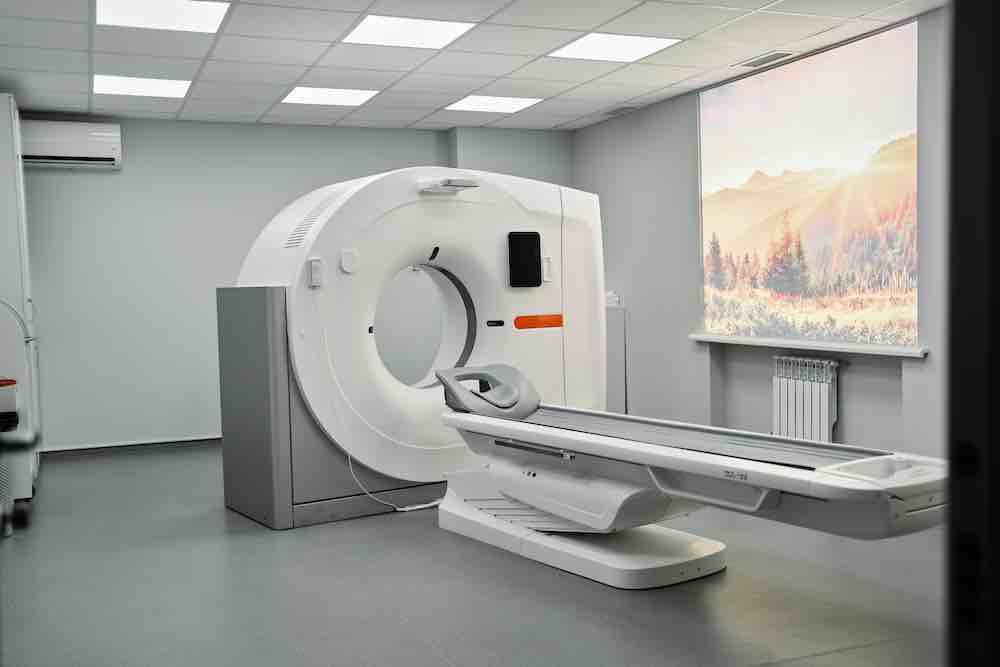 MRI - Magnetic resonance imaging scan device in Hospital. Medical Equipment and Health Care. CT - Computerized Tomography Scan Device in Hospital.