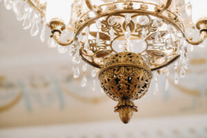 An heirloom chandelier requiring custom crating and specialty packing by antique movers.